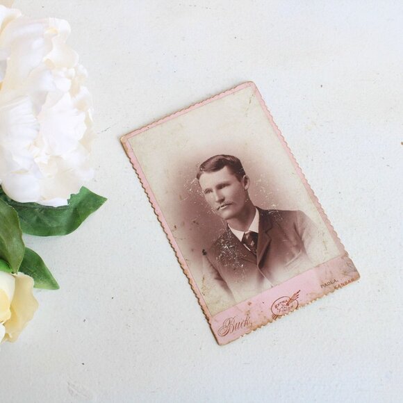 Vintage 1800s Edwardian Victorian Photograph Man From 1911, Black And White - Picture 1 of 7